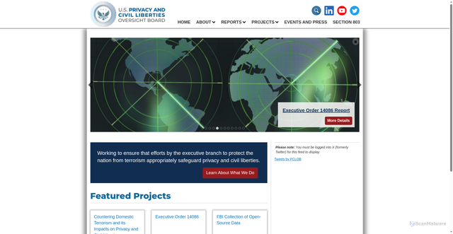 Security scan screenshot of https://www.pclob.gov/
