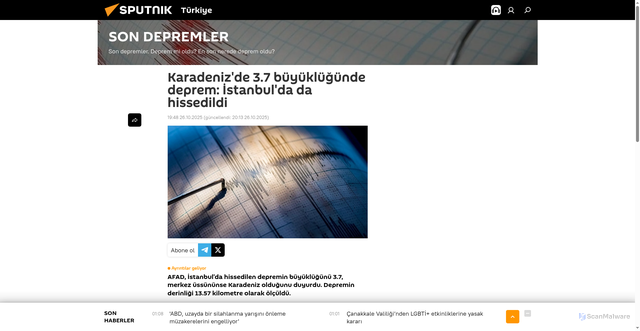 Security scan screenshot of https://anlatilaninotesi.com.tr/20251026/istanbulda-hissedilen-bir-deprem-meydana-geldi-1100489727.html