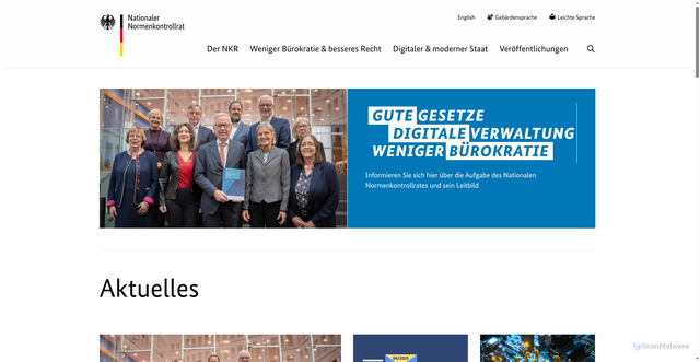 Security scan screenshot of https://www.normenkontrollrat.bund.de/Webs/NKR/DE/home/home_node.html