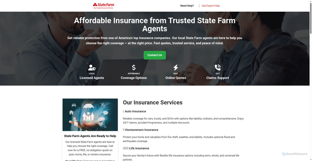 Security scan screenshot of https://en-statefarm.com/