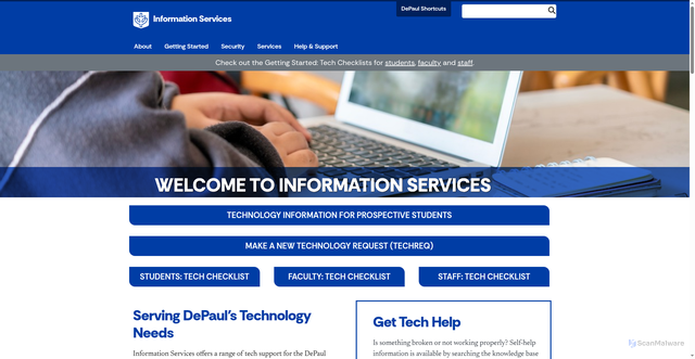 Security scan screenshot of https://is.depaul.edu