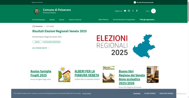 Security scan screenshot of https://www.comune.polverara.pd.it/home