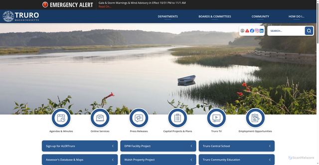 Security scan screenshot of https://truro-ma.gov/