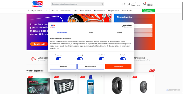Security scan screenshot of https://automag.ro