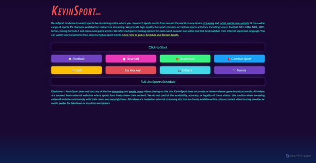 Security scan screenshot of https://kevinsportstream.top/ty_9