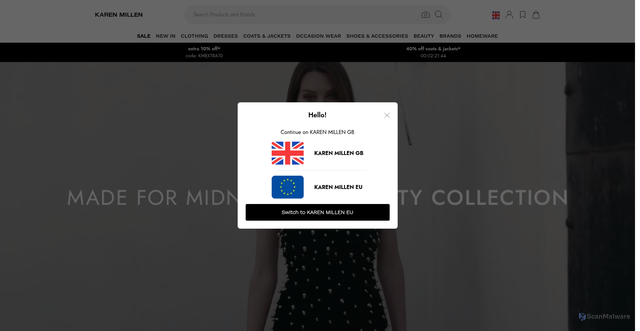 Security scan screenshot of https://karenmillen.com
