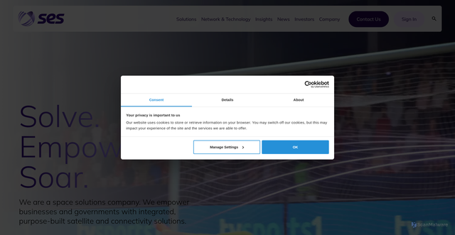 Security scan screenshot of https://www.intelsat.com