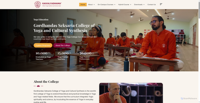 Security scan screenshot of https://kdhamyogacollege.com/