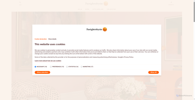 Security scan screenshot of https://fastighetsbyran.se