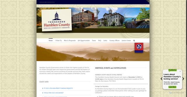 Security scan screenshot of https://www.hamblencountytn.gov/