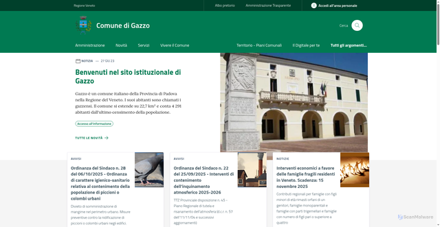 Security scan screenshot of https://www.comune.gazzo.pd.it/