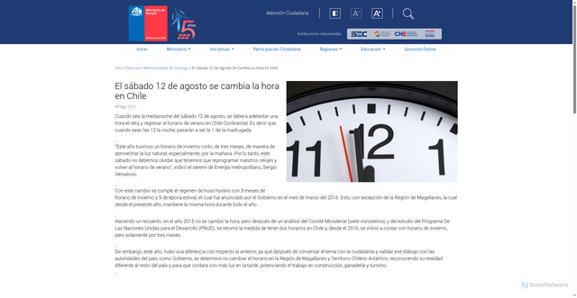 Security scan screenshot of https://energia.gob.cl/noticias/metropolitana-de-santiago/el-sabado-12-de-agosto-se-cambia-la-hora-en-chile