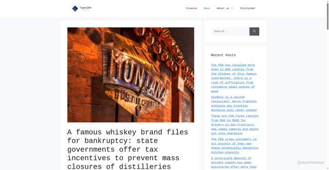 Security scan screenshot of https://talent24h.okdiario.com/united-states/a-famous-whiskey-brand-files-for-bankruptcy-state-governments-offer-tax-incentives-to-prevent-mass-closures-of-distilleries/