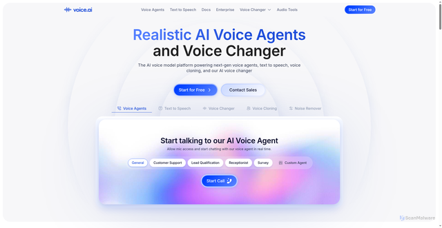 Security scan screenshot of https://voice.ai/