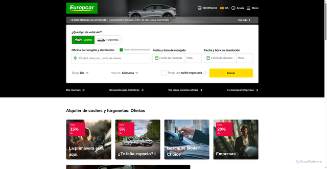 Security scan screenshot of https://www.europcar.es/es-es