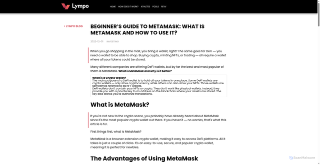 Security scan screenshot of https://blog.lympo.io/what-is-metamask