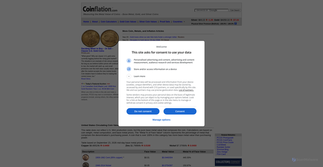 Security scan screenshot of https://www.coinflation.com
