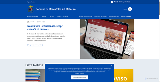 Security scan screenshot of https://comune.mercatellosulmetauro.pu.it/