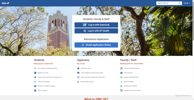 Security scan screenshot of https://one.ufl.edu/