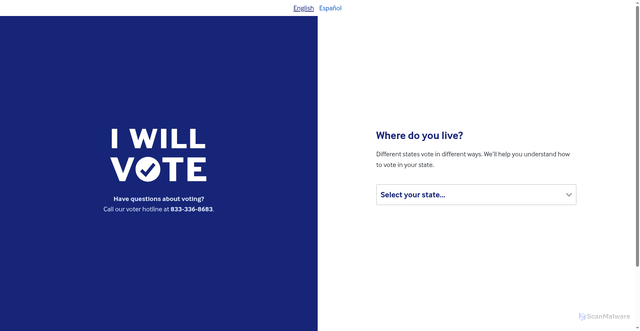 Security scan screenshot of https://iwillvote.com/