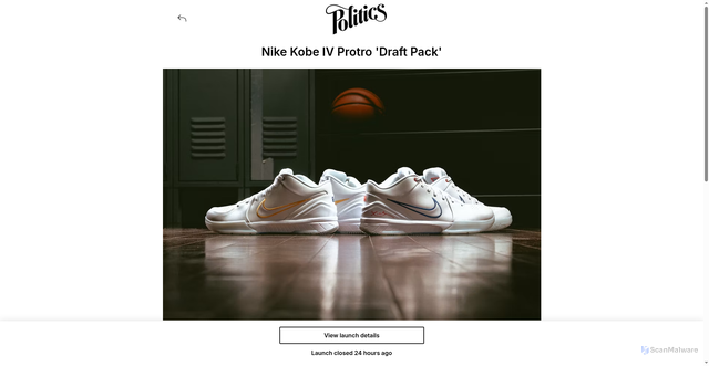 Security scan screenshot of https://politics.runfair.com/en-US/us/nike-kobe-iv-protro-draft-pack