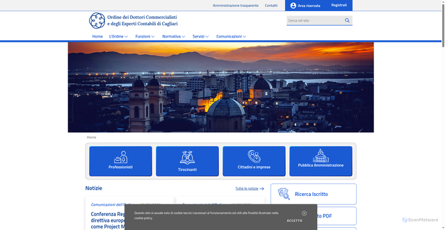 Security scan screenshot of https://www.commercialisticagliari.it/
