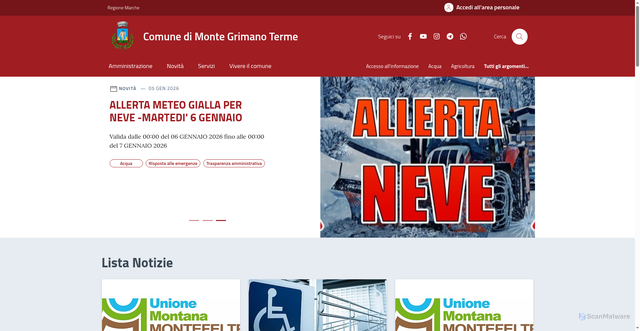 Security scan screenshot of https://comune.montegrimanoterme.pu.it/