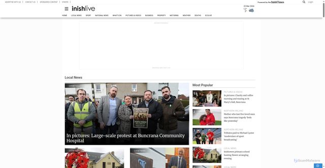Security scan screenshot of https://www.inishlive.ie
