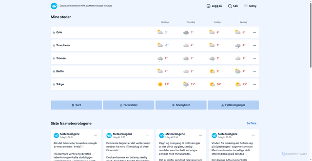Security scan screenshot of https://www.yr.no/
