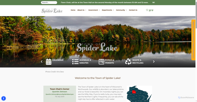 Security scan screenshot of https://townofspiderlakewi.gov/