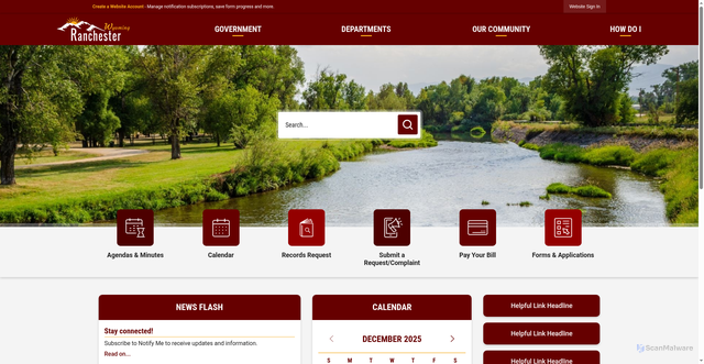 Security scan screenshot of https://ranchesterwy.gov/