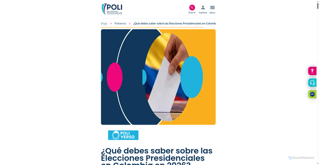 Security scan screenshot of https://www.poli.edu.co/blog/poliverso/elecciones-presidenciales-colombia-2026