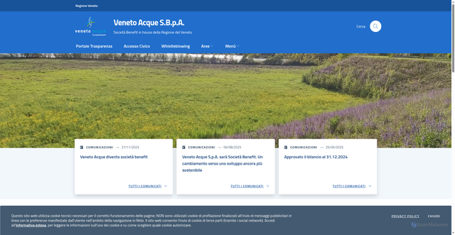 Security scan screenshot of https://www.venetoacque.it/