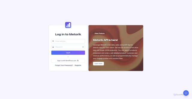 Security scan screenshot of https://app.metorik.com