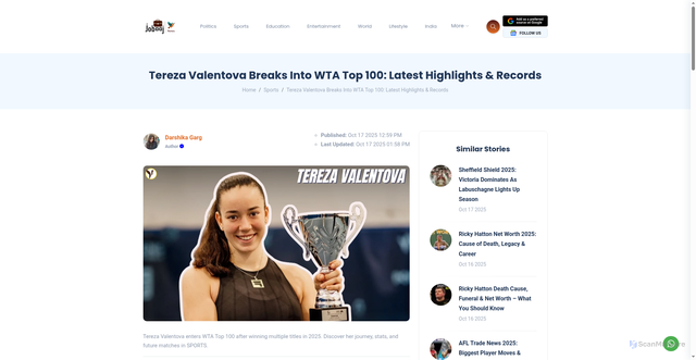 Security scan screenshot of https://news.jobaaj.com/news-updates/sports/tereza-valentova-breaks-into-wta-top-100-latest-highlights-records