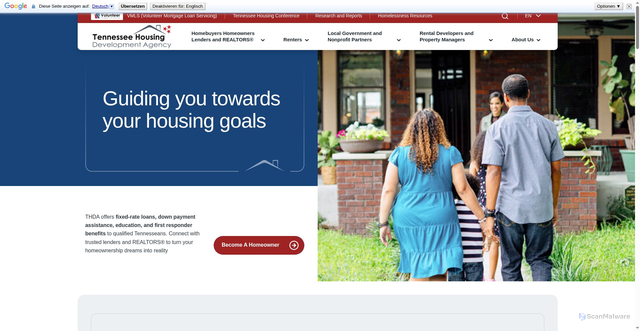 Security scan screenshot of https://thda.org/