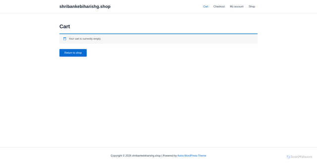 Security scan screenshot of https://shribankebiharishg.shop/cart/