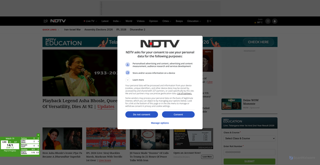 Security scan screenshot of https://social.ndtv.com