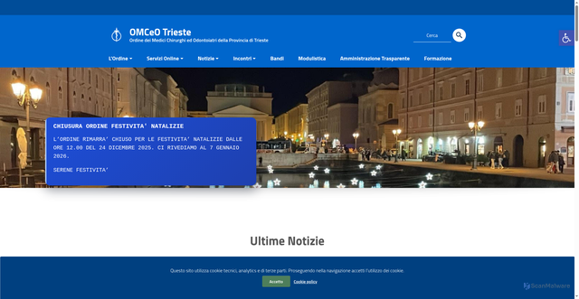 Security scan screenshot of https://omceotrieste.it/