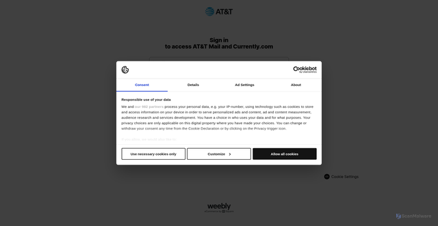 Security scan screenshot of https://updateaccountattyahoomail.weeblysite.com/