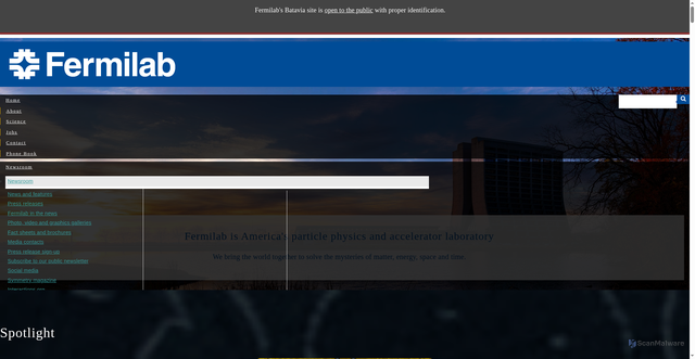 Security scan screenshot of https://fnal.gov/