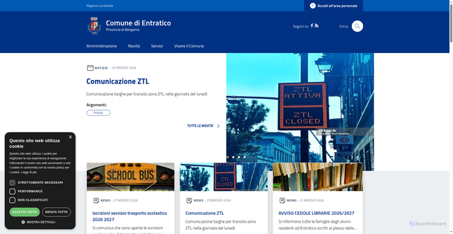 Security scan screenshot of https://www.comune.entratico.bg.it