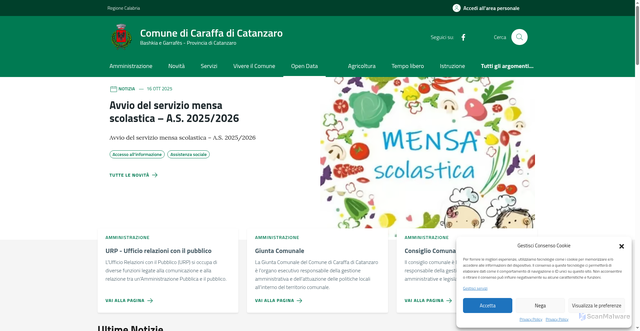 Security scan screenshot of https://comune.caraffadicatanzaro.cz.it/