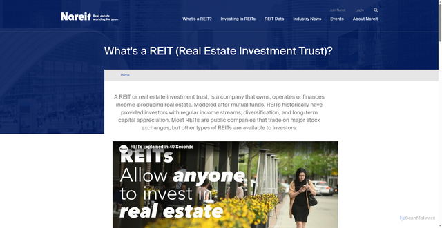 Security scan screenshot of https://www.reit.com/what-reit