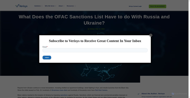 Security scan screenshot of https://verisys.com/blog/what-is-the-ofac-sanctions-list/