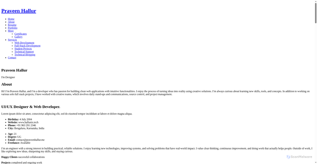 Security scan screenshot of https://praveenhallur.pages.dev/services/index.html