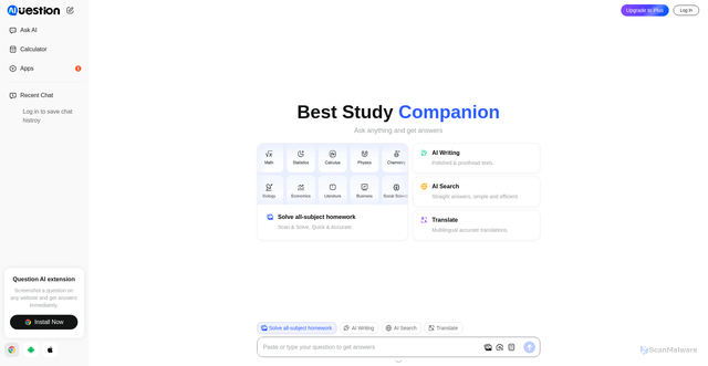 Security scan screenshot of https://www.questionai.com