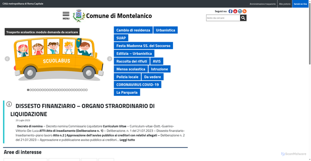 Security scan screenshot of https://www.comune.montelanico.roma.it/