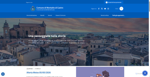 Security scan screenshot of https://comune.montaltodicastro.vt.it/