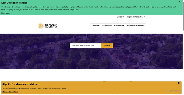 Security scan screenshot of https://www.manchesterct.gov/